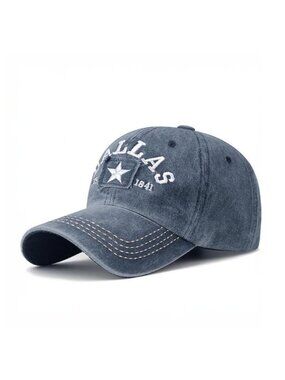 Dallas Distressed Baseball Hat, Navy Blue, Embroidered, Adjustable Size (Adult)